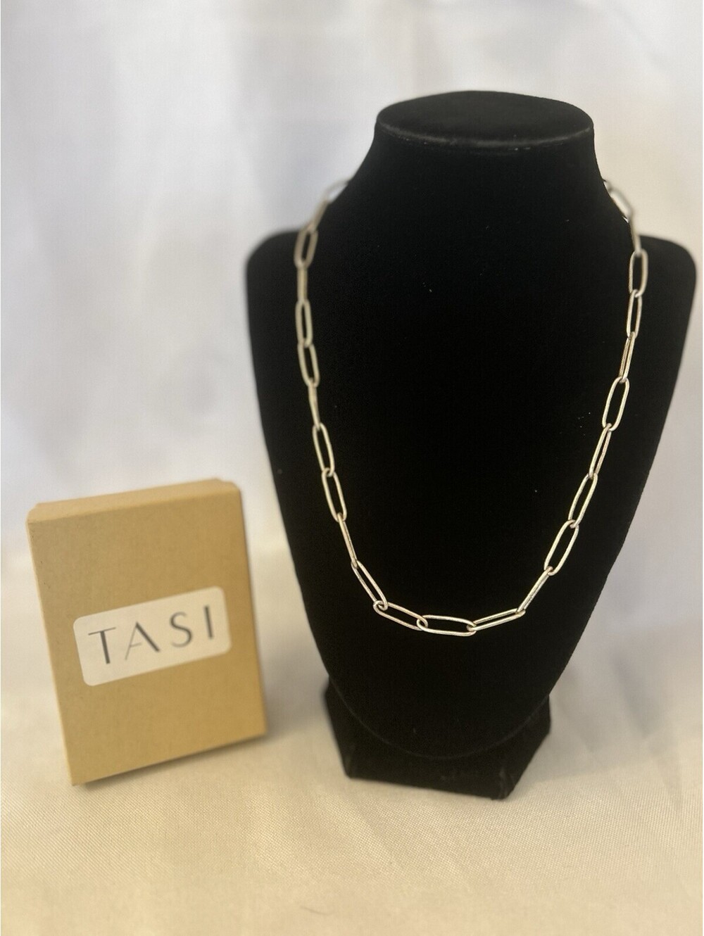 Oxidized Silver Tone 20” Medium Paperclip Chain Link Necklace NIB